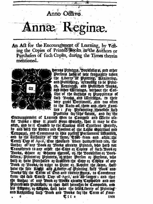 Статут Анны — первый закон об авторских правах